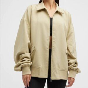 WEWOREWHAT Twill Bomber Jacket in Oat Khaki Tan Medium